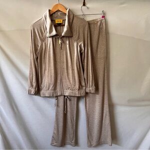 St. John Oatmeal Beige Women's Loungewear Sporty Pant Suit